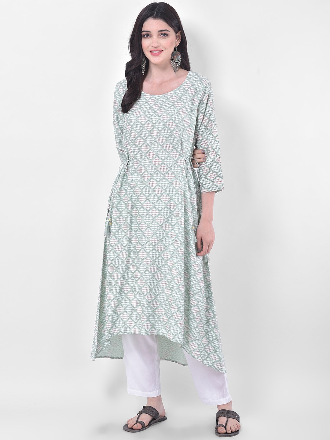 

Span Women Green Printed A-line Kurta