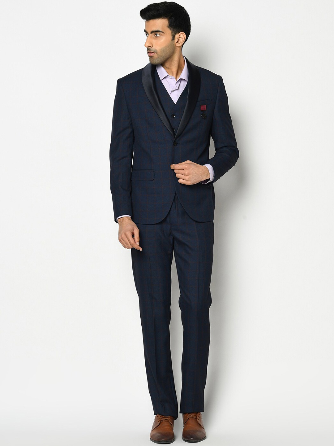 Blackberrys Hildo 4 Pcs Multitude 6X Textured Formal Suit, Navy blue