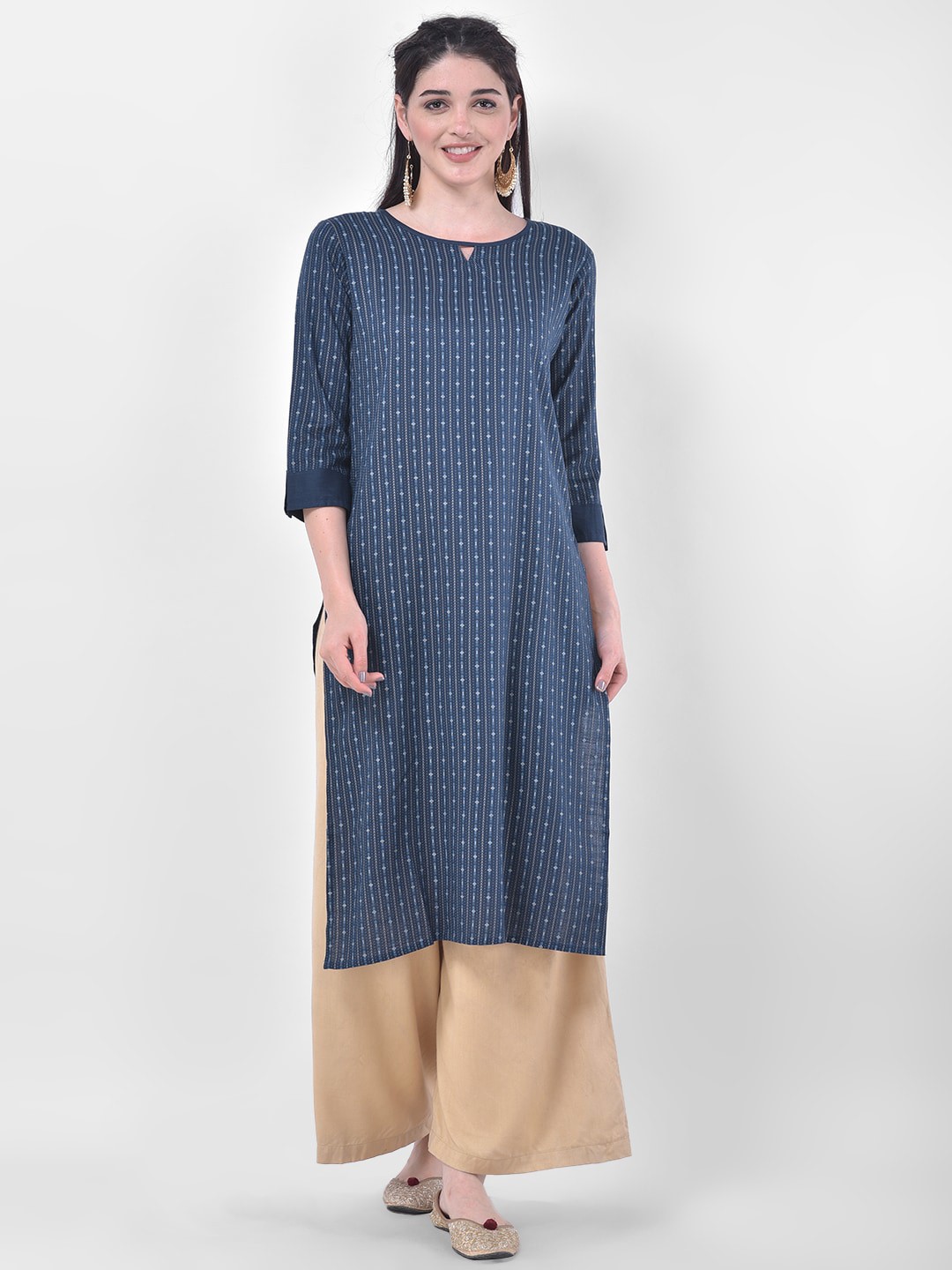 

Span Women Blue Geometric Kurta