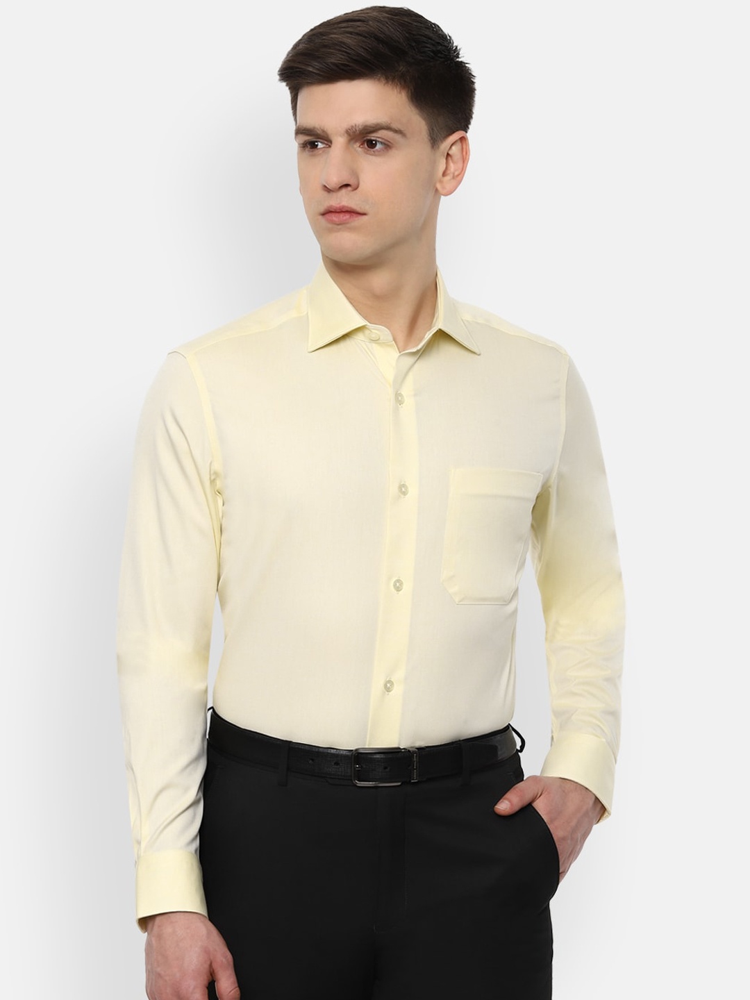 

Louis Philippe Permapress Men Yellow Regular Fit Solid Casual Shirt