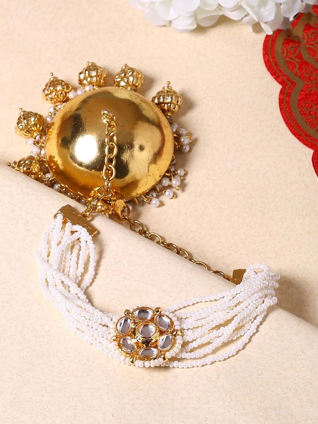 

Shoshaa White Gold-Plated Handcrafted Wraparound Bracelet