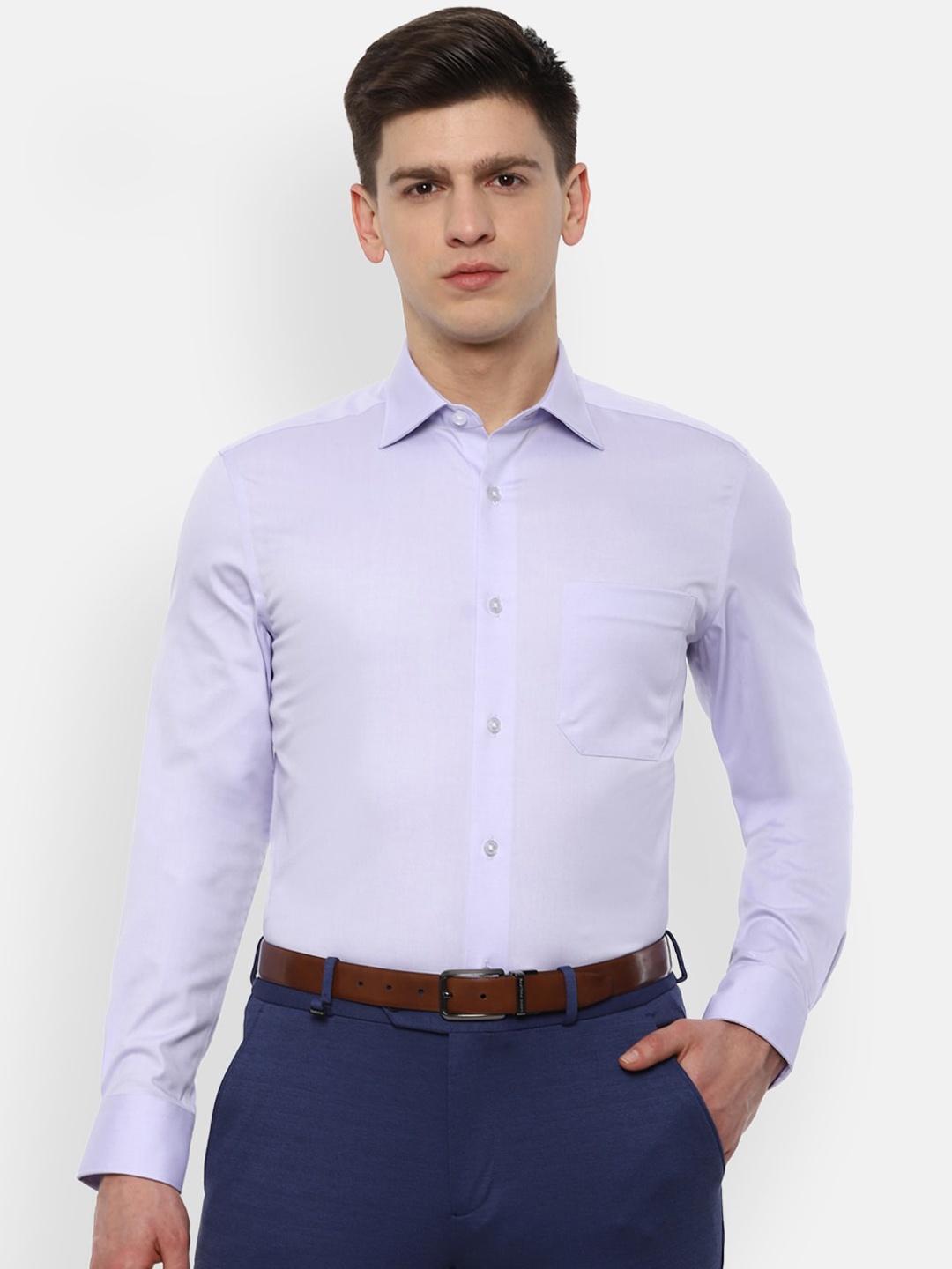 

Louis Philippe Permapress Men Purple Regular Fit Solid Casual Shirt