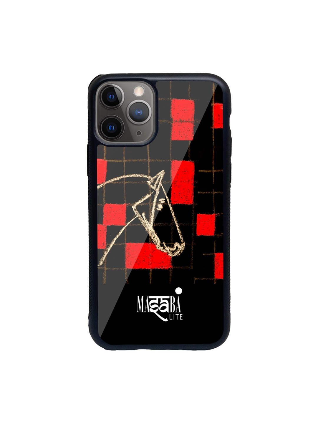 

macmerise Black & Red Masaba Checkered Horse Print iPhone 11 Pro Back Case