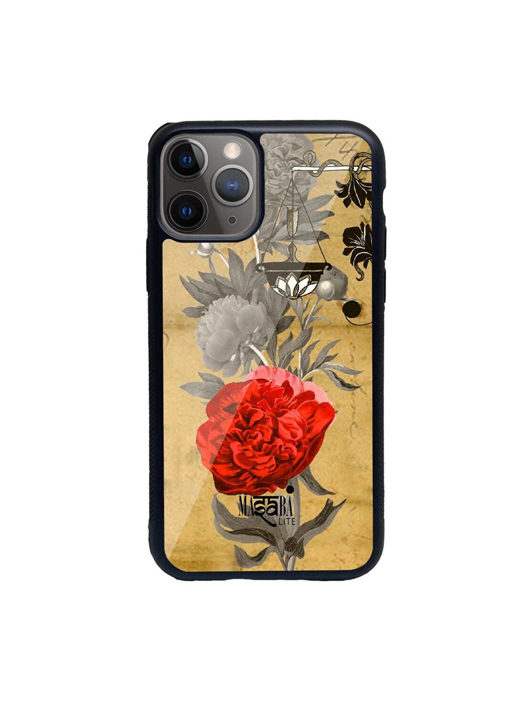 

macmerise Beige & Red Masaba Floral Scale Printed iPhone 11 Pro Phone Case