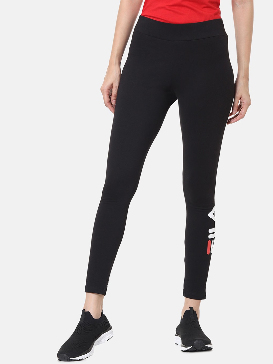 

FILA Women Black Solid Tights