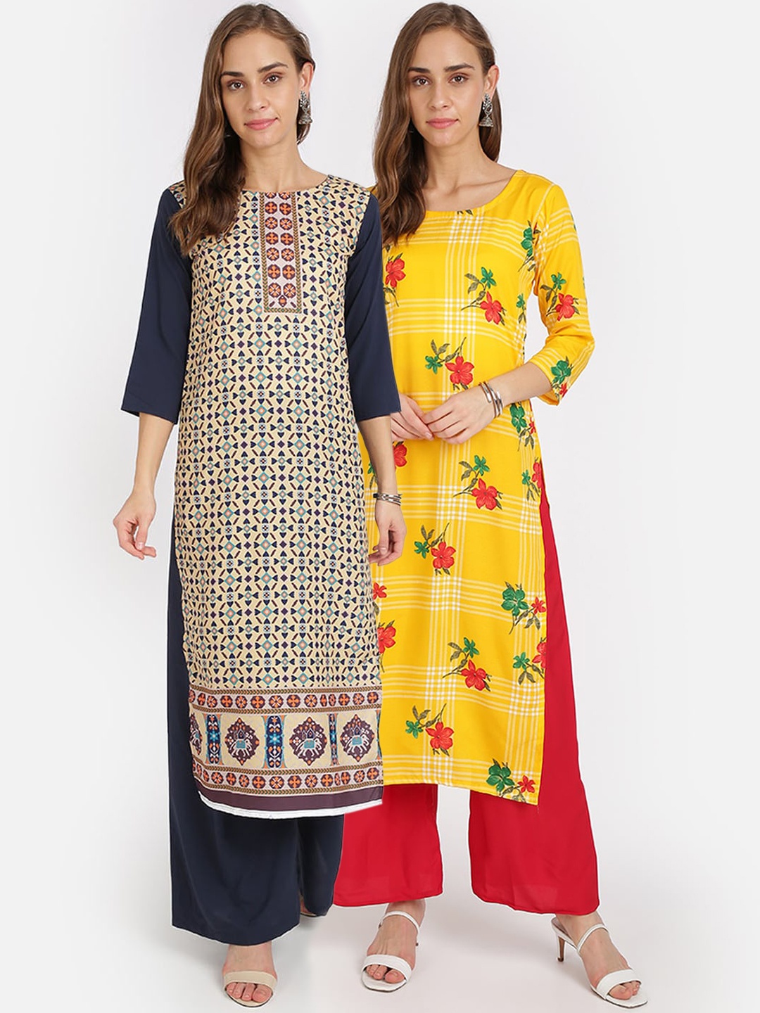 

Florence Women Multicoloured Set of 2 Printed Kurta with Palazzos, Multi
