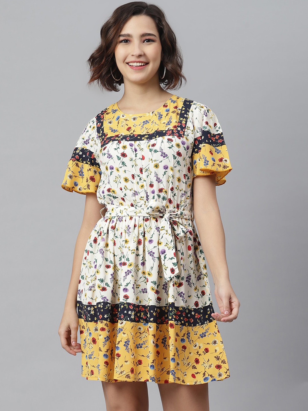 StyleStone Women Multicoloured Printed Fit and Flare Dress, Multi