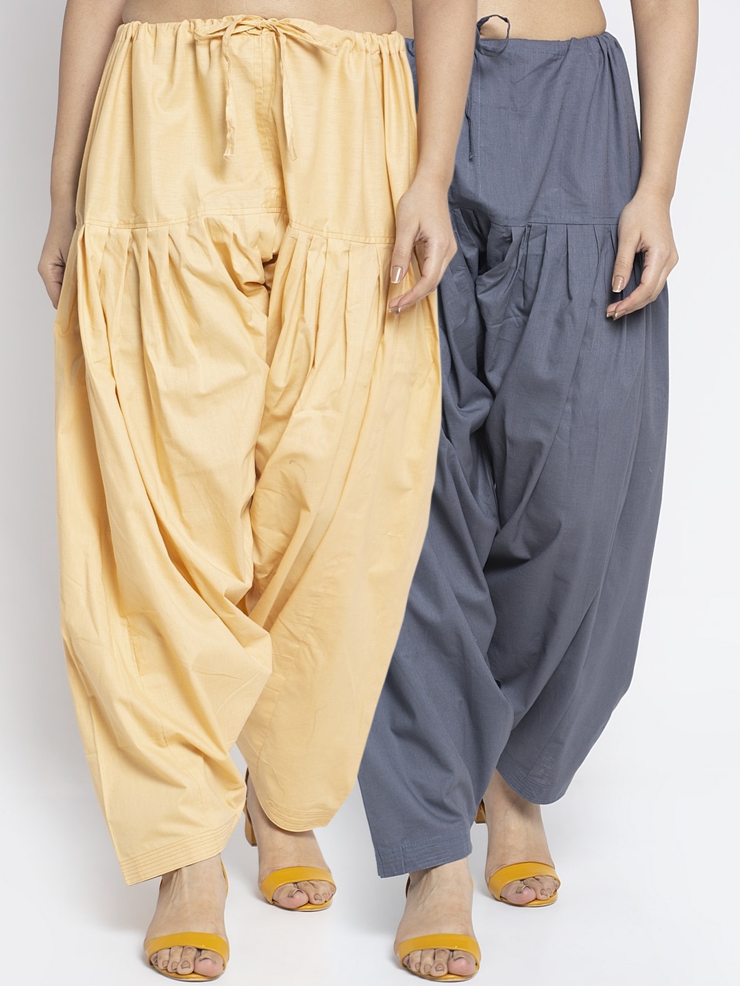 

GRACIT Women Pack Of 2 Solid Cotton Salwars, Grey
