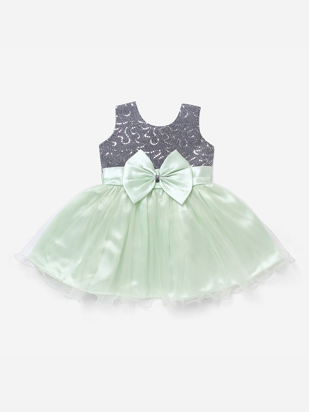 

The Magic Wand Girls Green & Grey Embellished Fit and Flare Dress