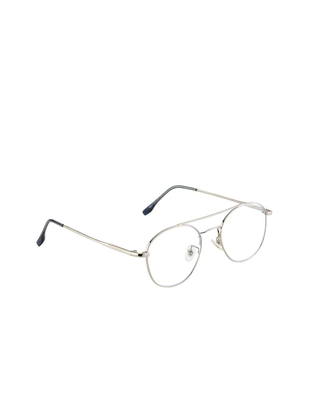 

Clark N Palmer Unisex Silver-Toned & Black Full Rim Aviator Frames CNP-8621