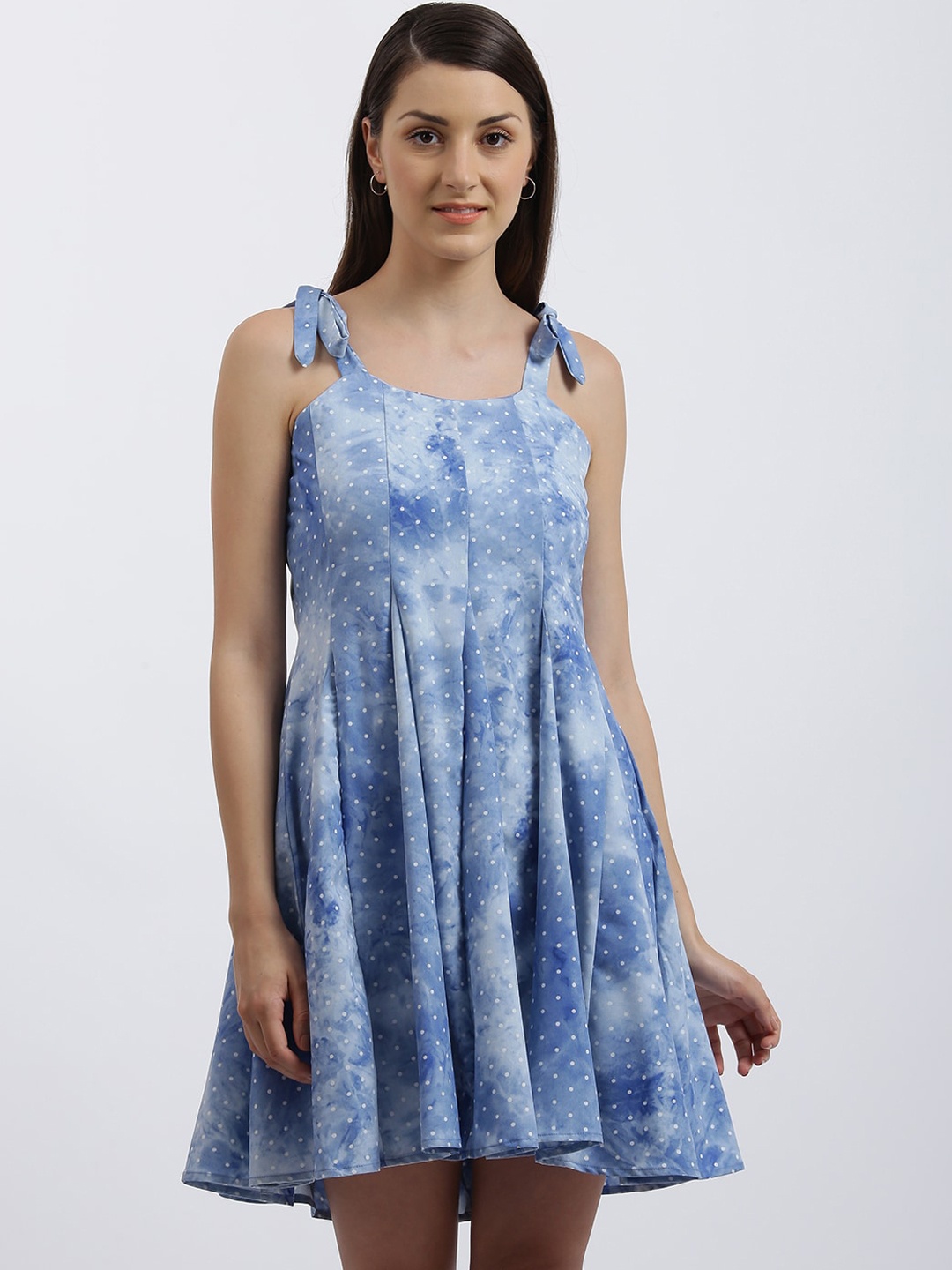 

Zink London Women Blue & White Dyed A-Line Dress
