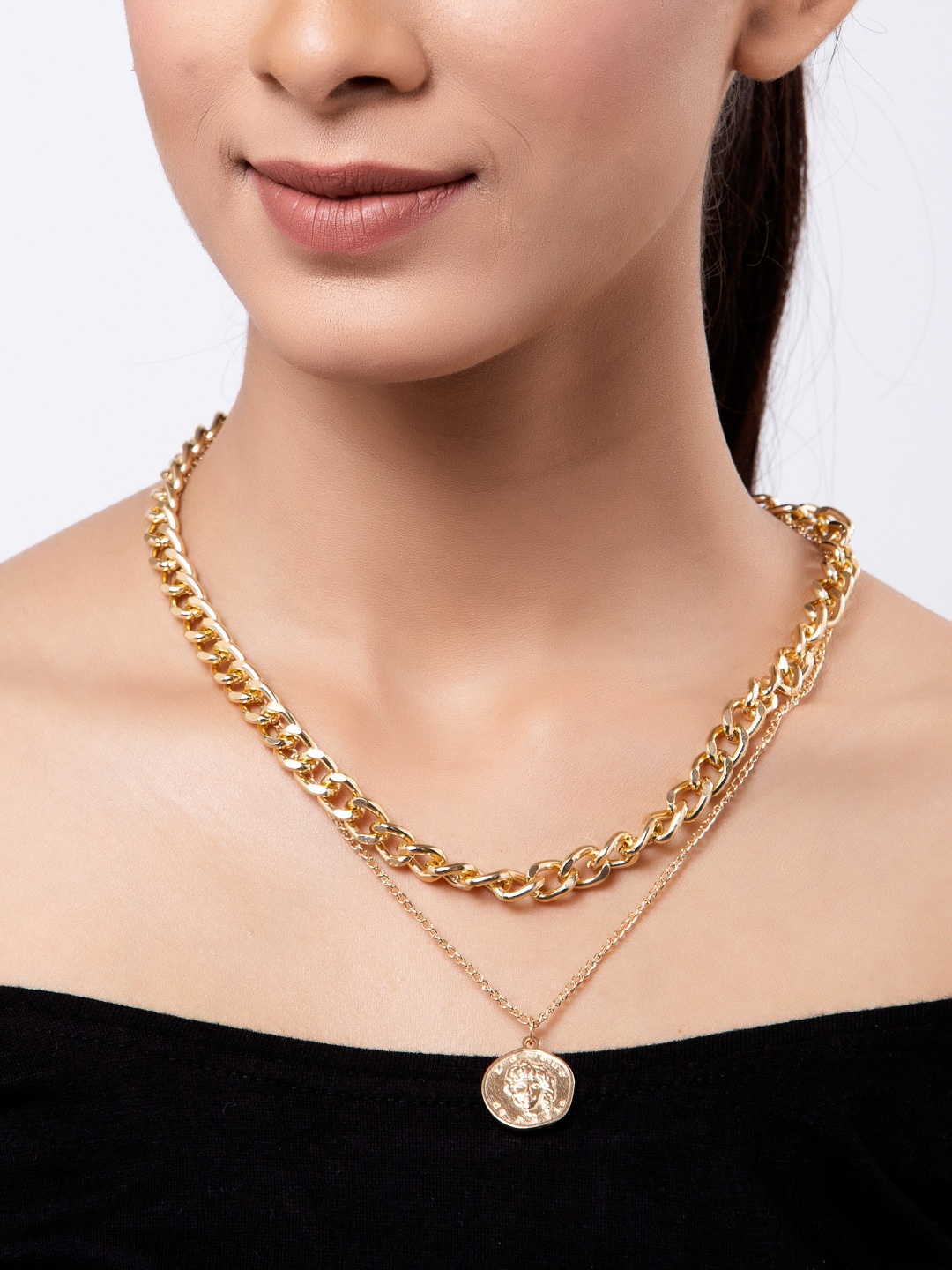 

Shining Diva Fashion Gold-Plated Layered Necklace