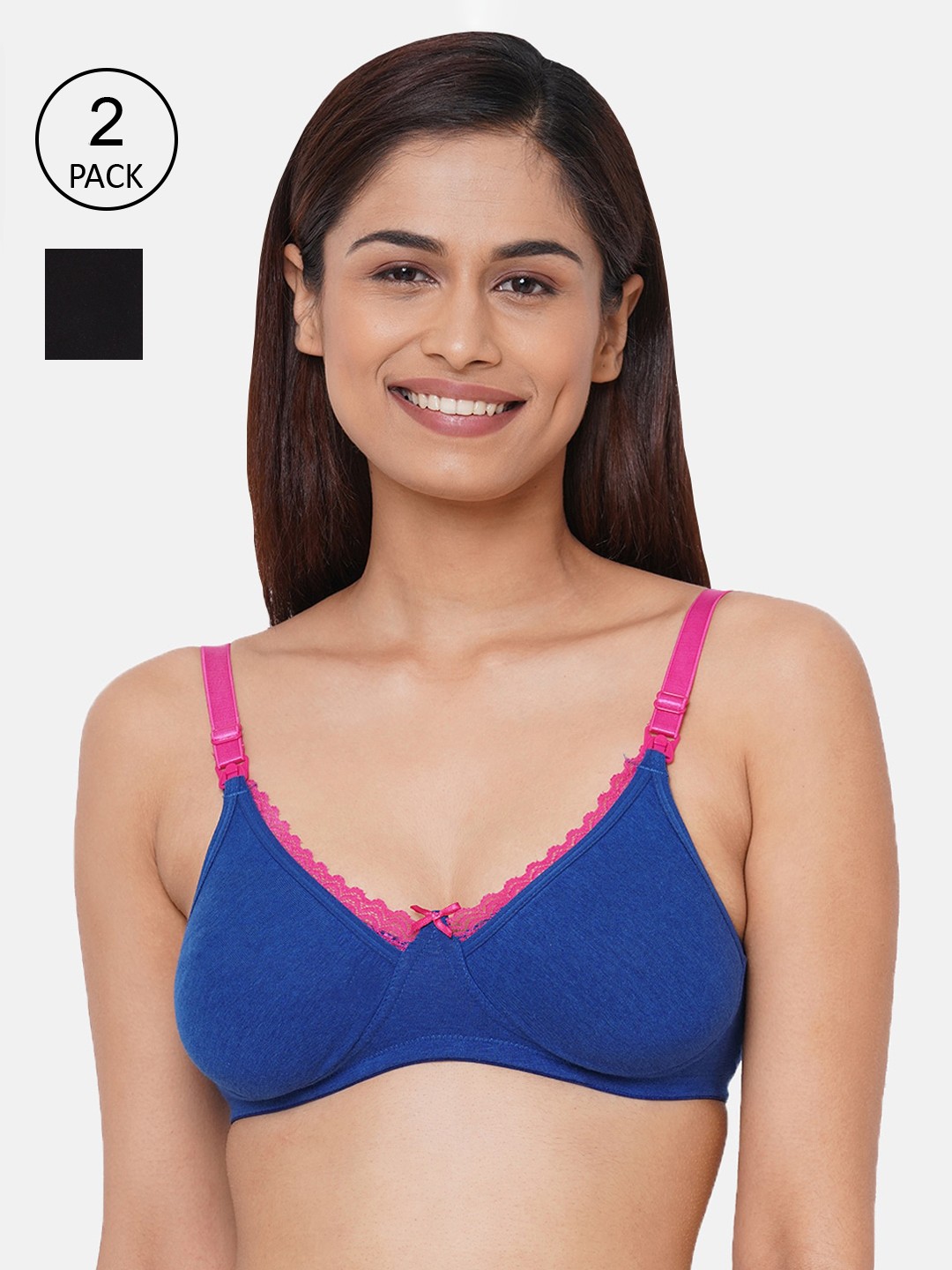 

Inner Sense Pack Of 2 Organic Cotton Antimicrobial Nursing & Maternity Bras IMB003A_3C, Blue
