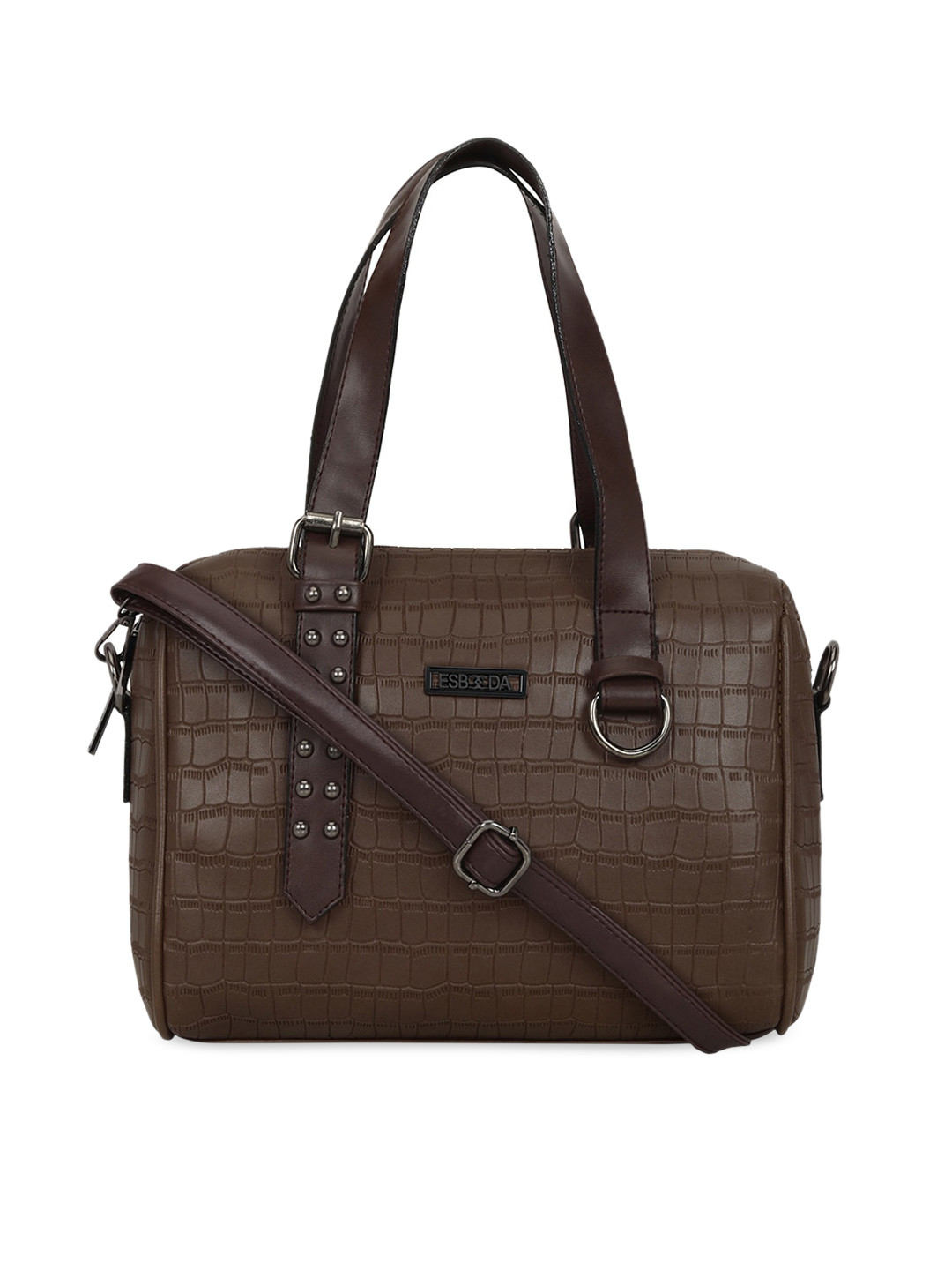 

ESBEDA Brown Croc Skin Textured Handheld Bag