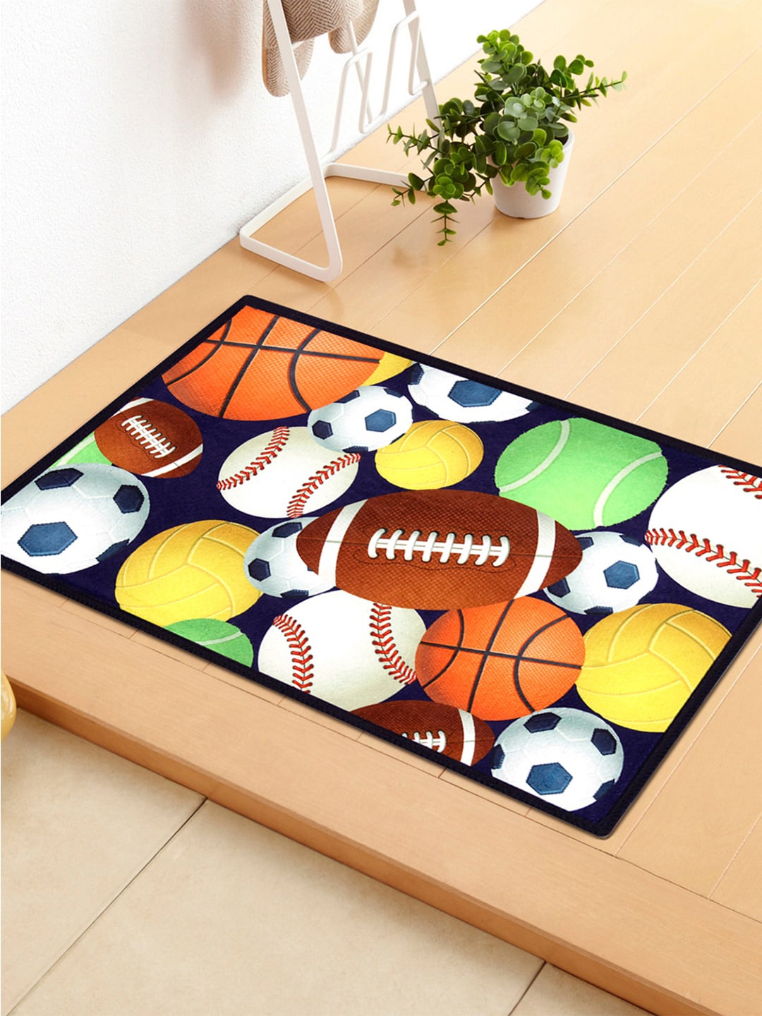 

Story@home Black & Yellow Printed Anti-Skid Doormat