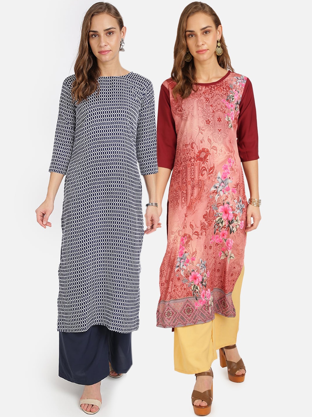 

Florence Women Pack Of 2 Printed Kurta with Palazzos, Multi