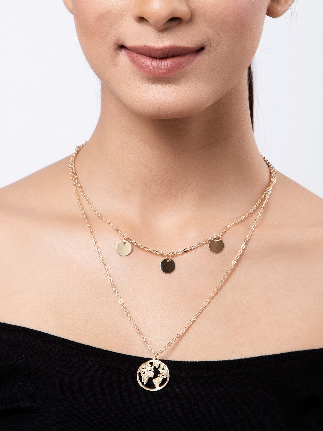 

Shining Diva Fashion Gold-Plated Layered Necklace