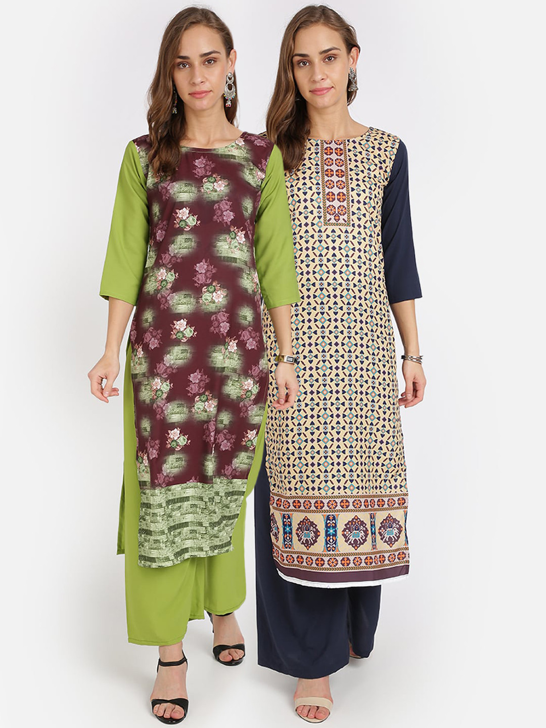 

Florence Women Pack Of 2 Printed Kurta with Palazzos, Brown
