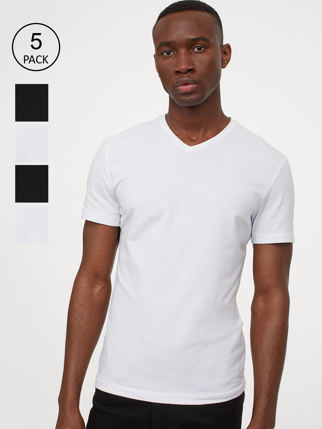 

H&M Men 5-pack White & Black Slim Fit T-shirts