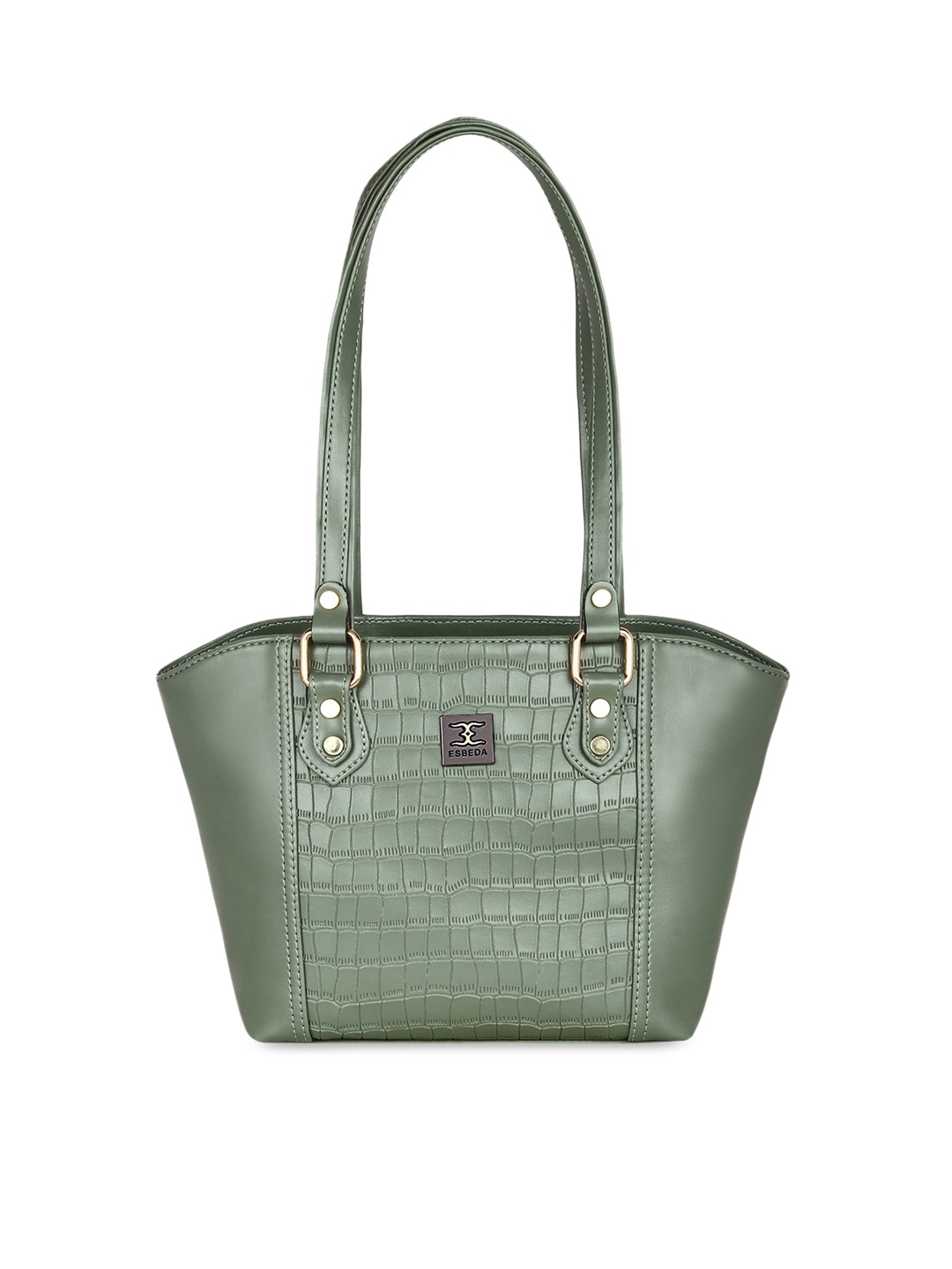 

ESBEDA Olive Green Croc Skin Textured Shoulder Bag