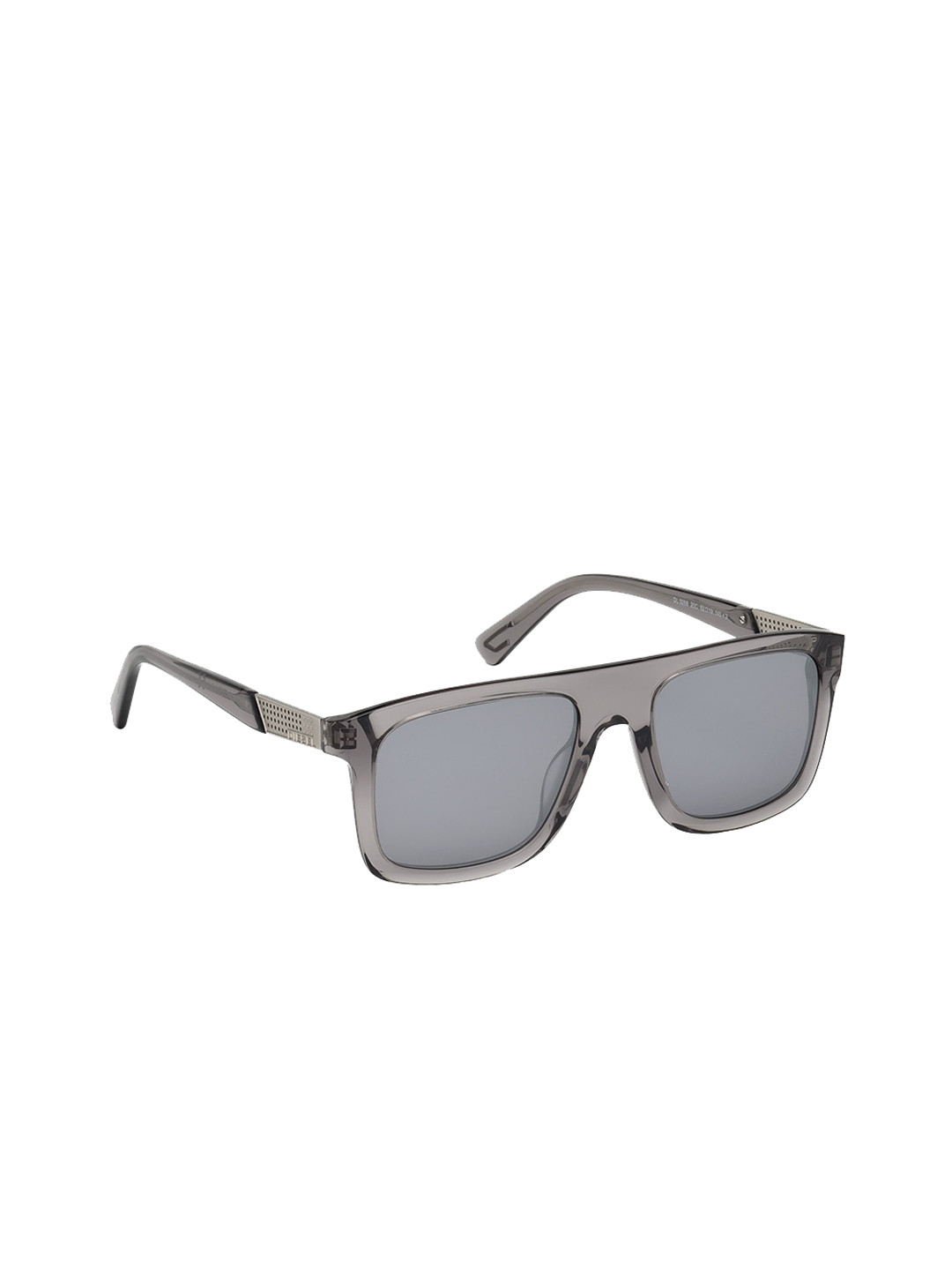 

DIESEL Men Grey Lens & Silver-Toned Rectangle Sunglasses with UV Protected Lens