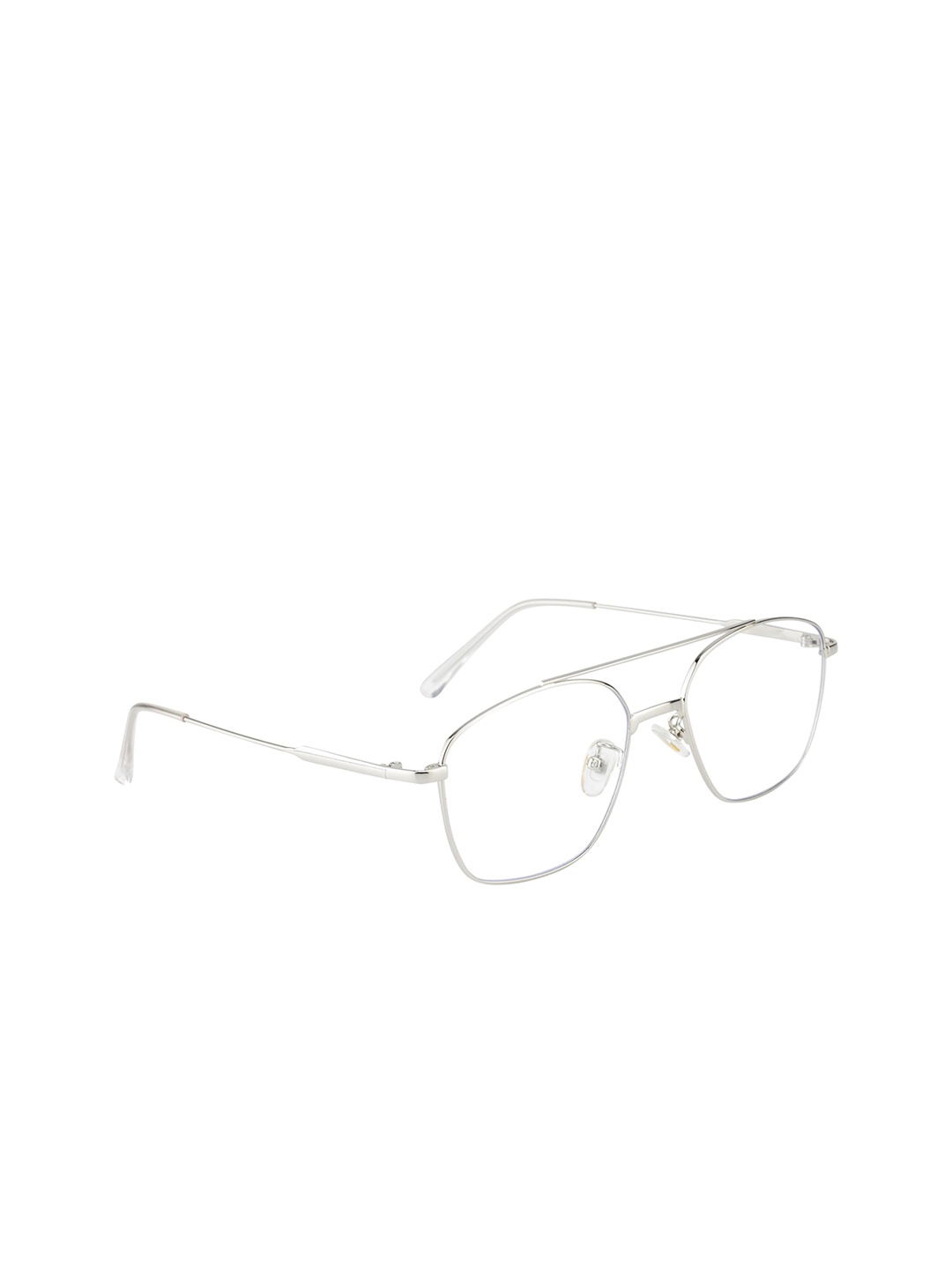 

Clark N Palmer Unisex Silver-Toned Solid Full Rim Square Frames CNP-8612-C4