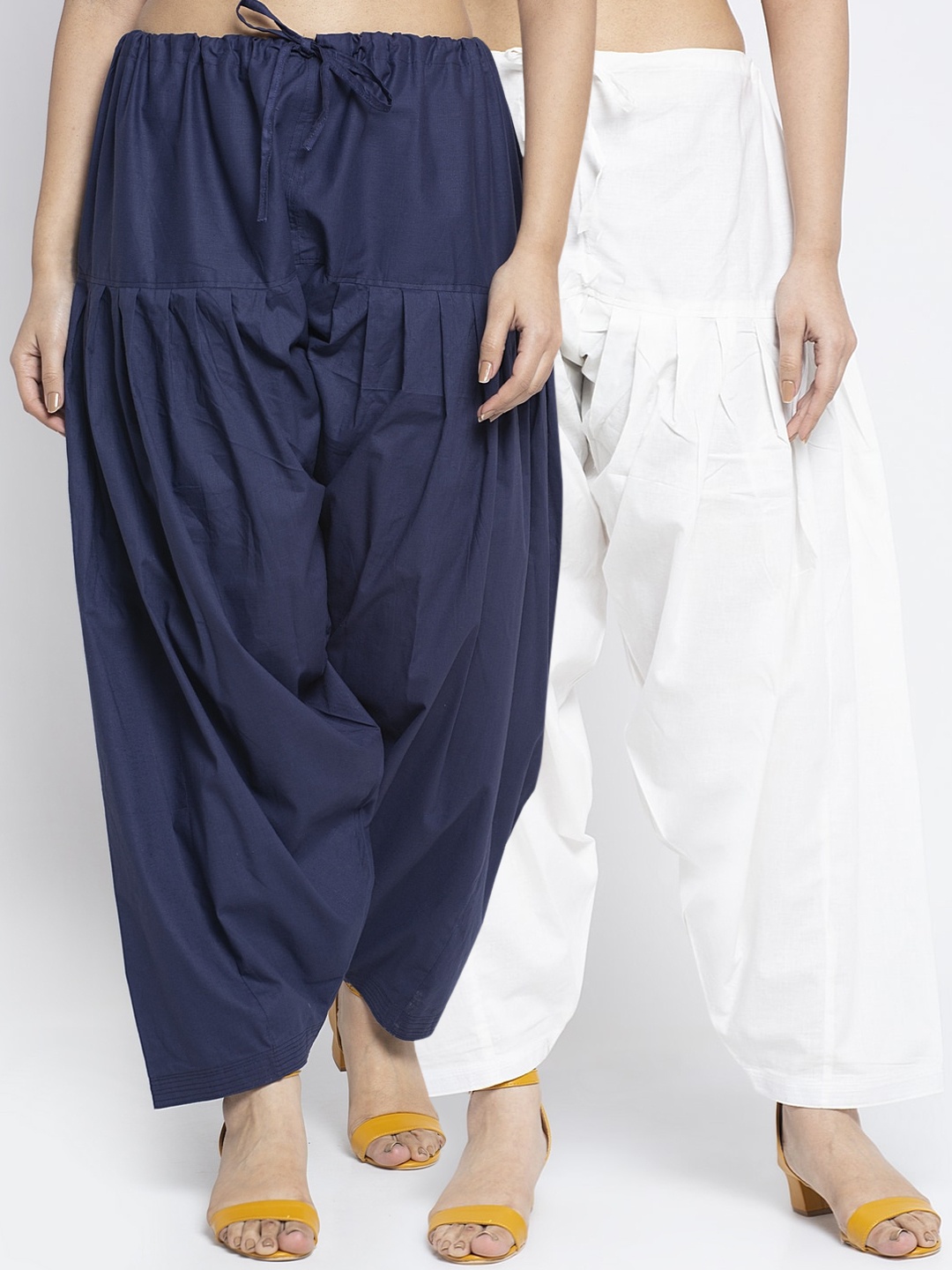 

GRACIT Women Pack Of 2 White & Navy Blue Solid Salwars
