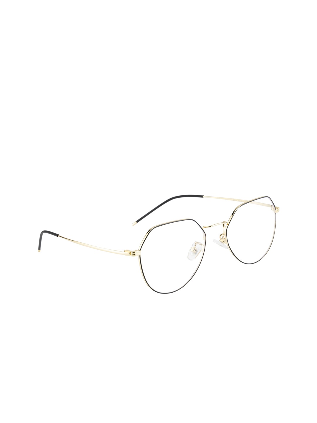 

Clark N Palmer Unisex Black & Gold-Toned Solid Full Rim Oval Frames