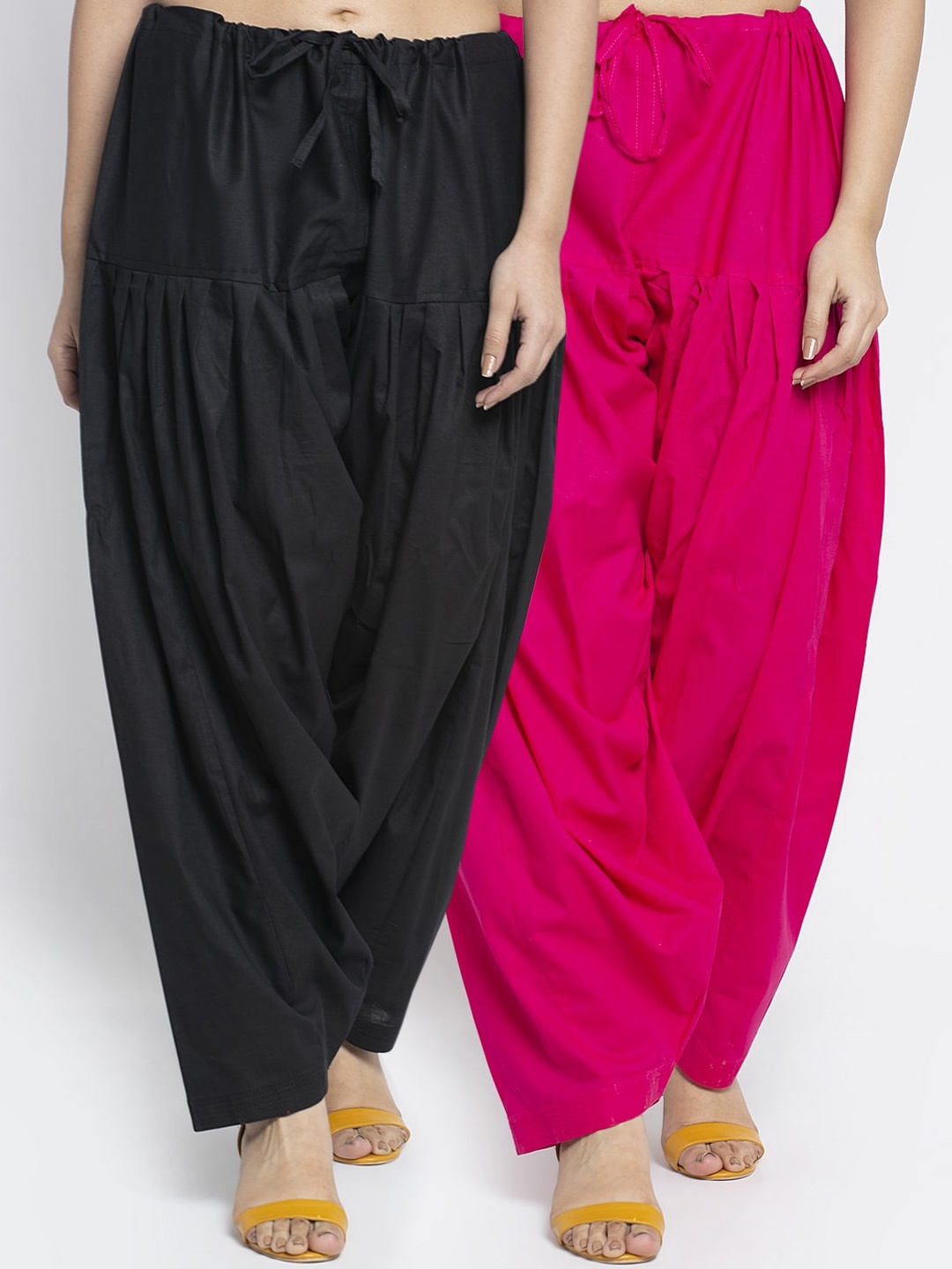 GRACIT Women Pack Of 2 Black & Pink Solid Salwars