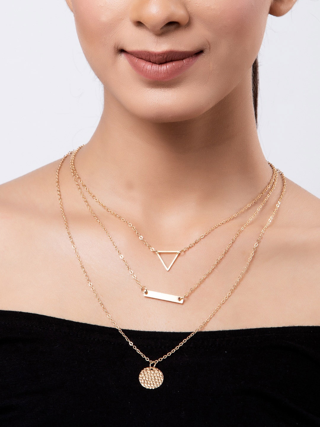 

Shining Diva Fashion Gold-Plated Metal Layered Necklace
