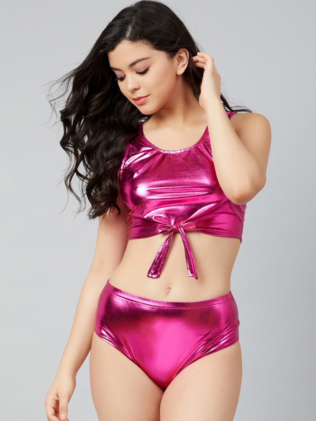 

Athena Women Fuchsia-Pink Solid Two-Piece Swim Set