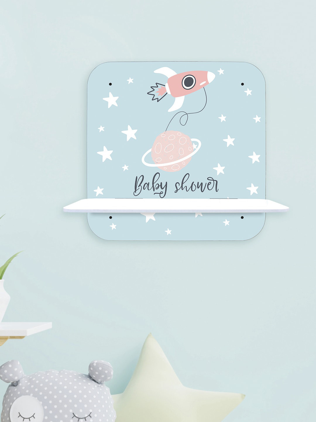 

RANDOM Sea Green & White MDF Basic Wall Shelf