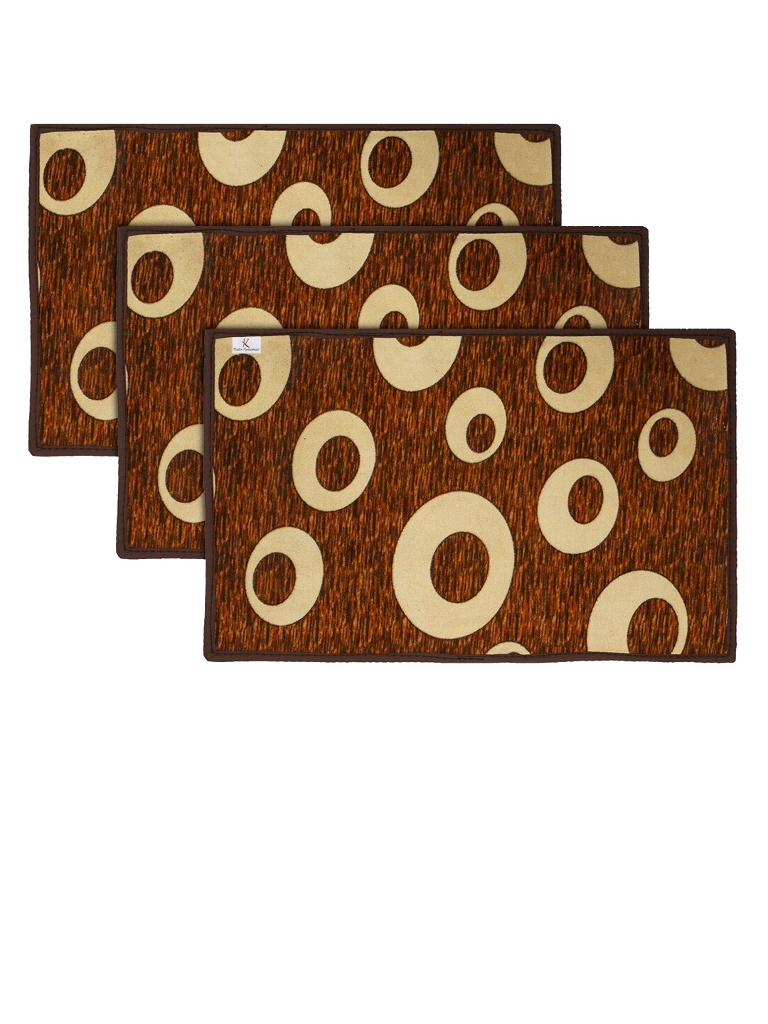 

Kuber Industries Set of 3 Brown & Beige Circle Printed Doormats
