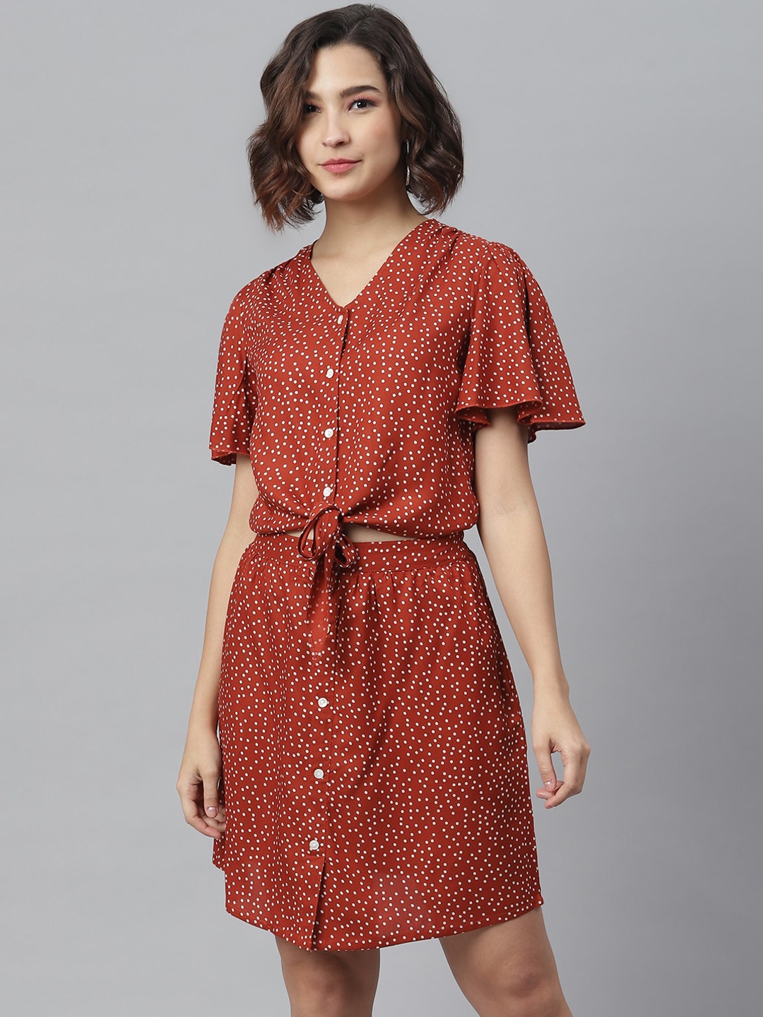

StyleStone Women Rust Printed Shirt Dress