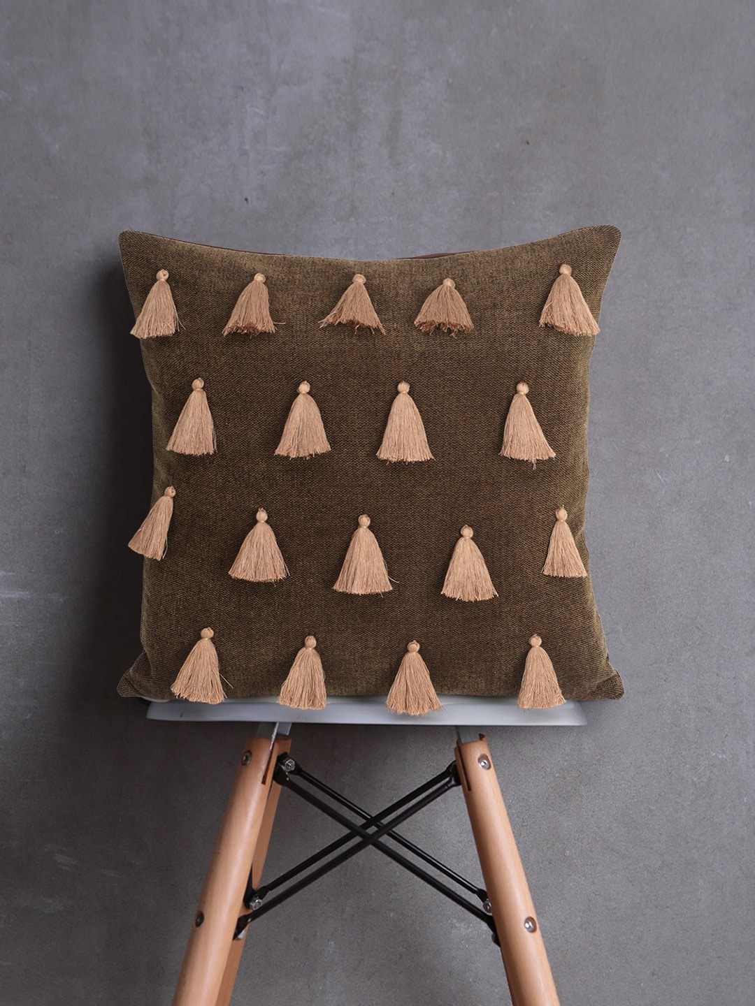 

Mezposh Coffee Brown Set of Single Solid Square Cushion Covers