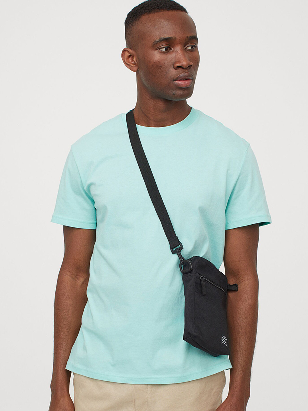 

HM Men Turquoise Blue Solid Cotton Pure Cotton T-shirt