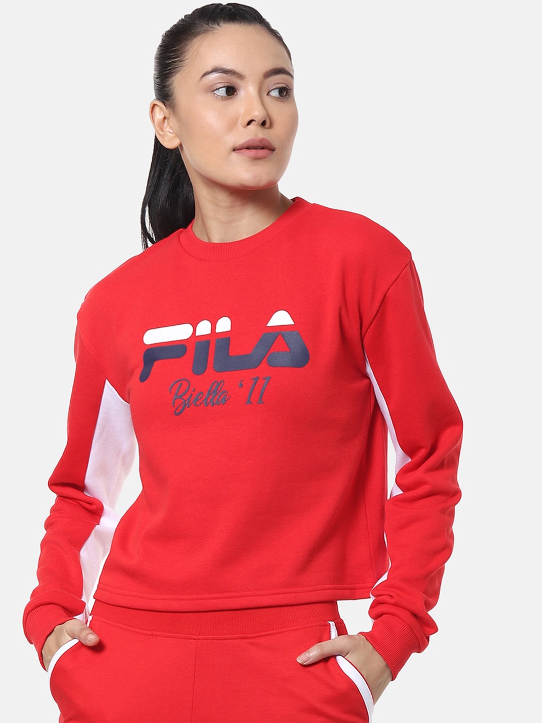 

FILA Women Red Printed Sweatshirt