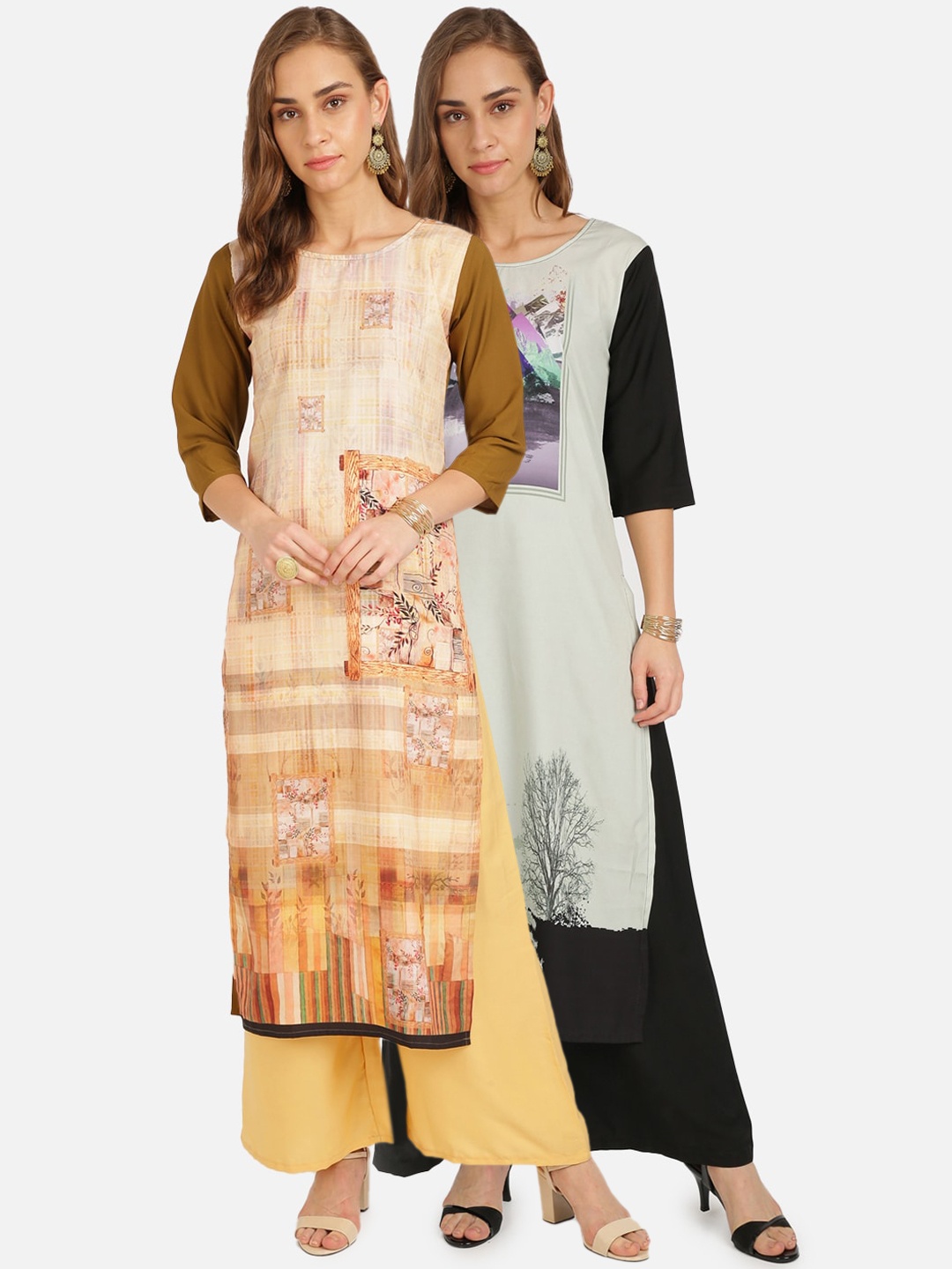 

Florence Women Multicoloured Set of 2 Printed Kurta with Palazzos, Multi