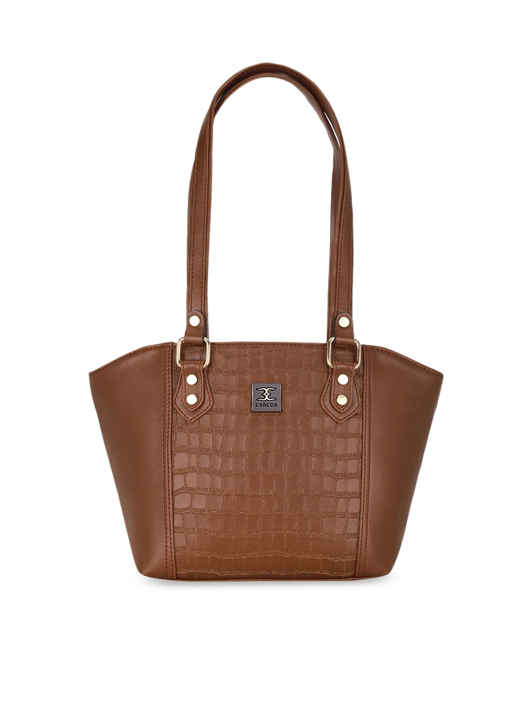 

ESBEDA Tan Brown Croc Skin Textured Shoulder Bag