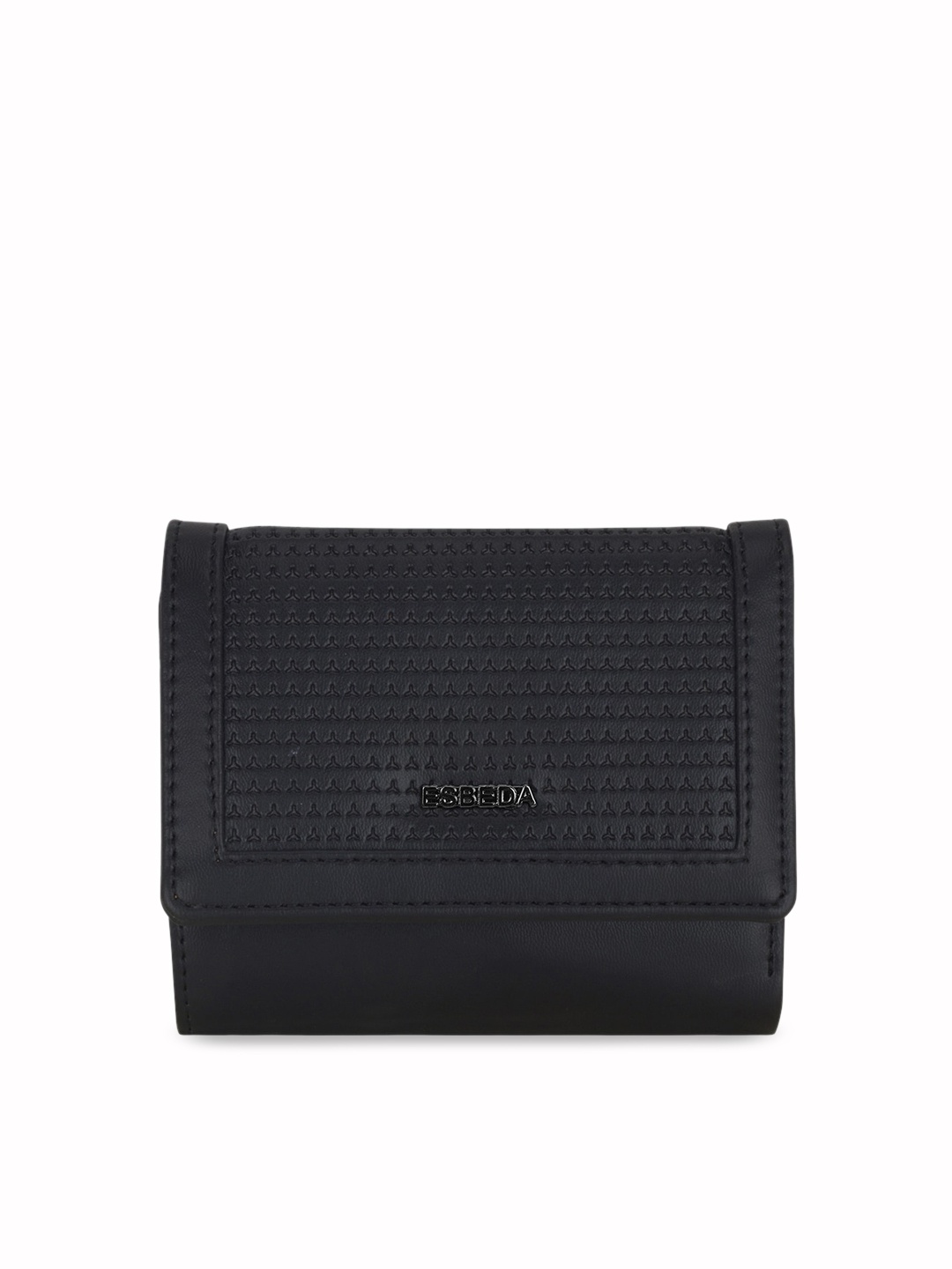 

ESBEDA Women Black Textured Three Fold Wallet