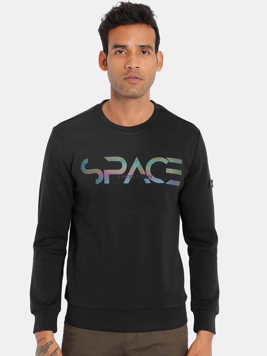 

Arrow New York Men Black Printed Sweatshirt