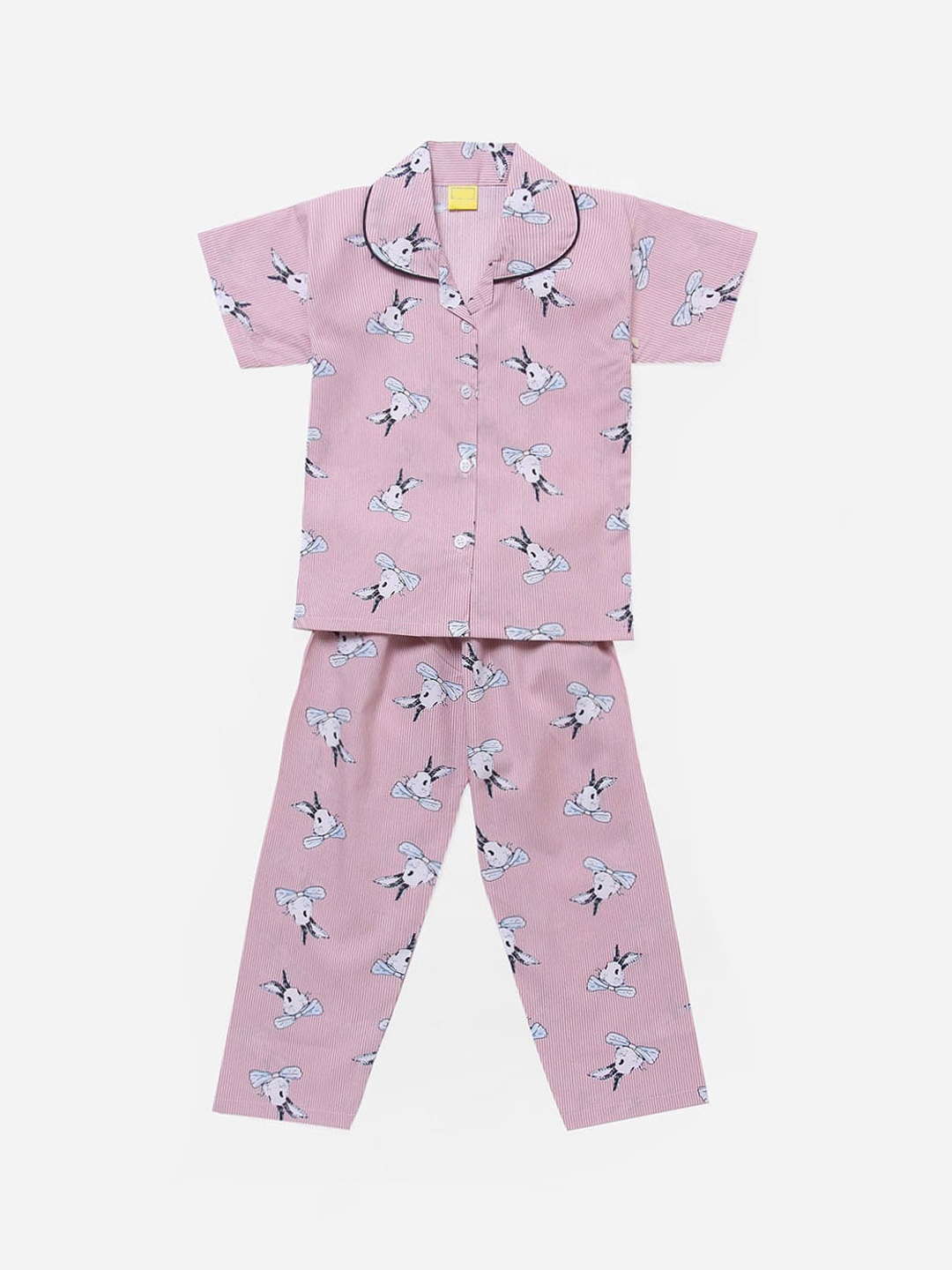 

The Magic Wand Girls Pink & Blue Printed Night suit
