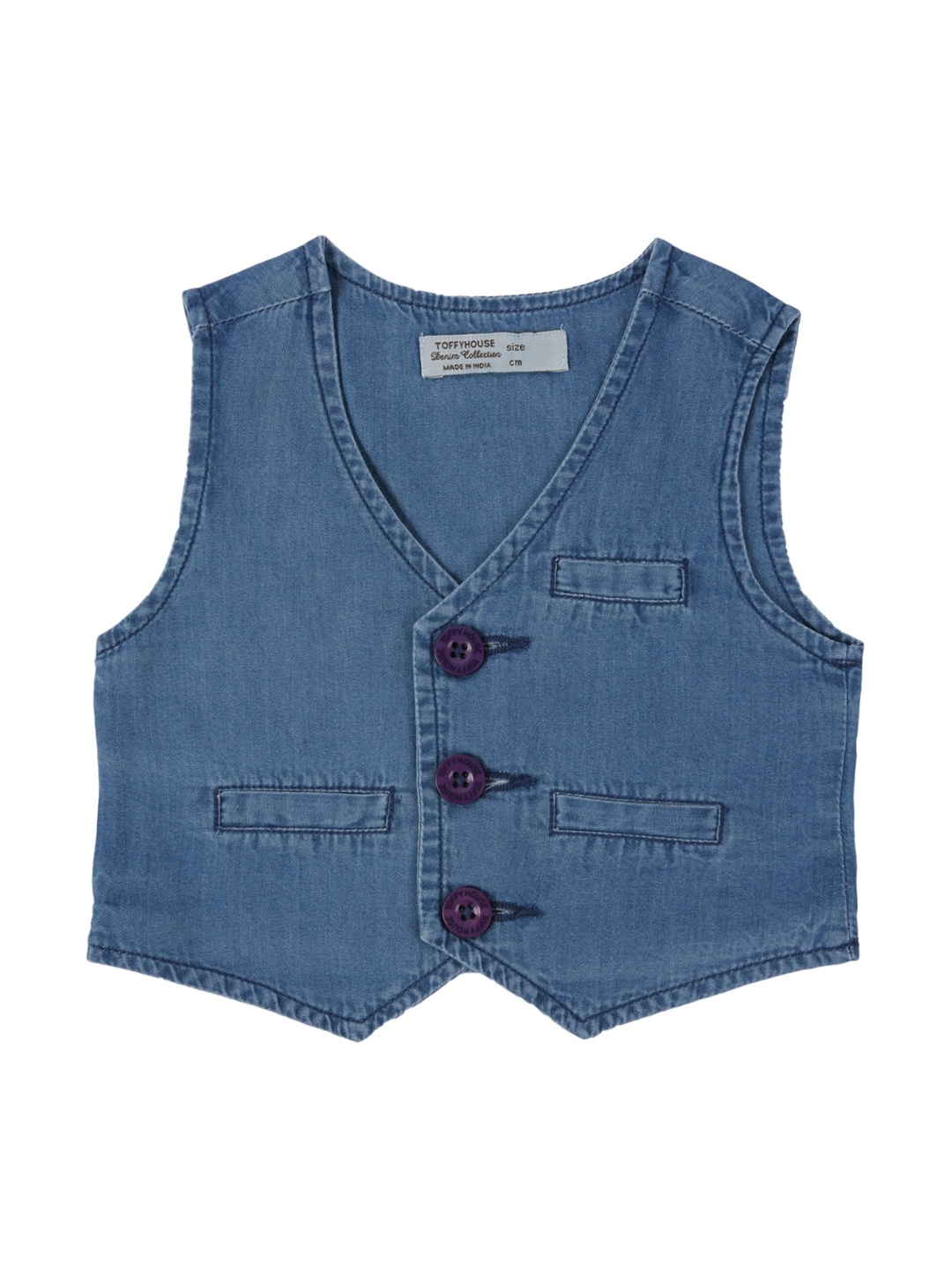 

TOFFY HOUSE Boys Blue Washed Denim Waistcoat