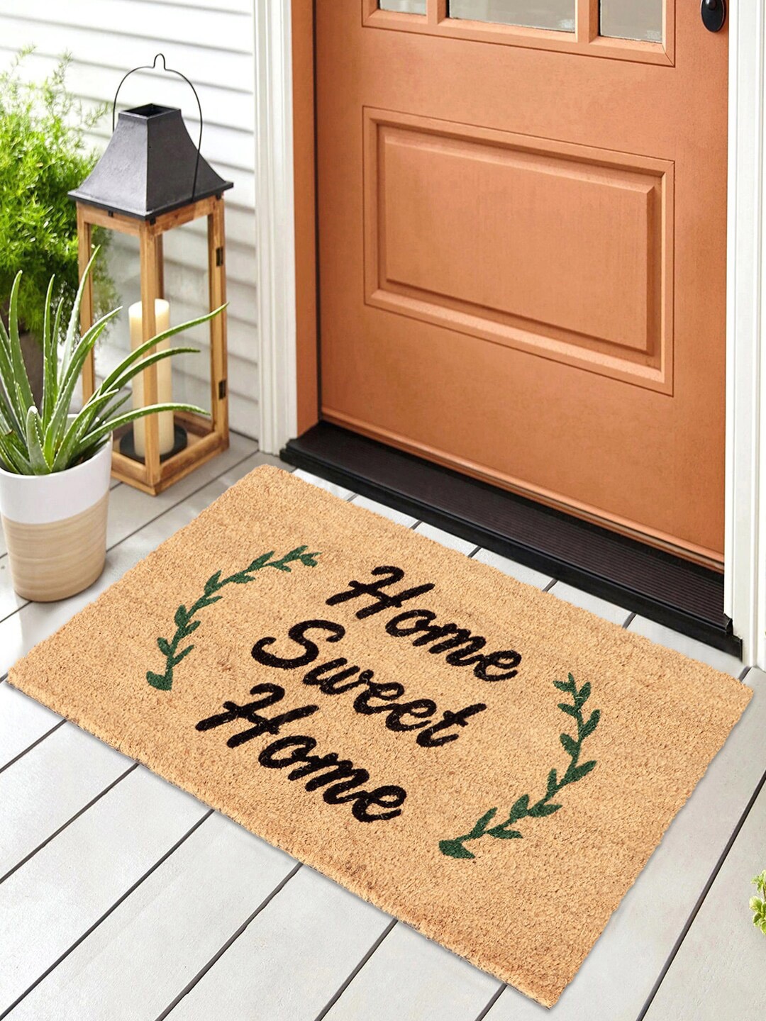 

HomeStorie Brown & Black Printed Coconut Coir Anti-Skid Doormat
