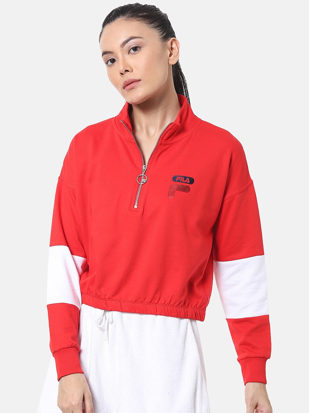 

FILA Women Red Solid Sweatshirt