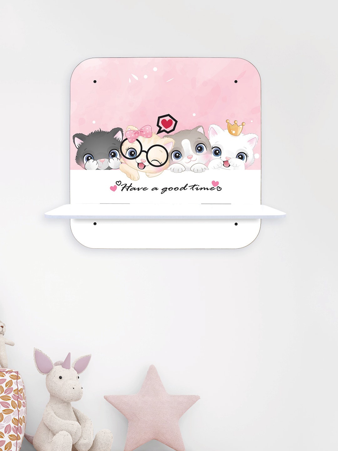 

RANDOM Pink & White Have A Good Time Printed Wall Shelves