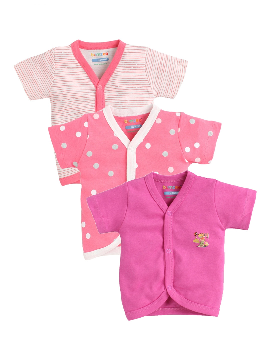 

BUMZEE Infant Kids Pack Of 3 Jhablas, Pink