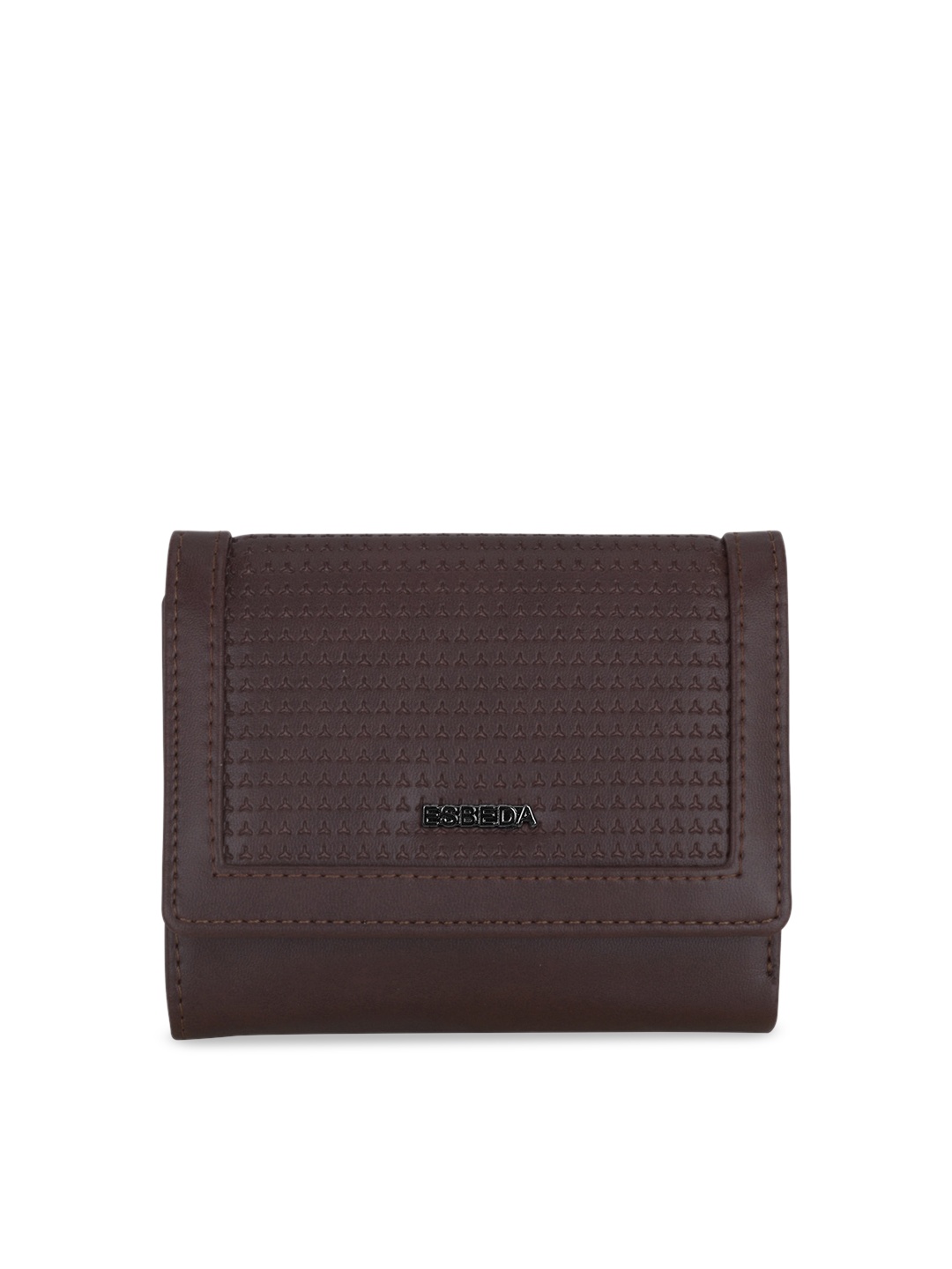 

ESBEDA Women Brown Textured Three Fold Wallet