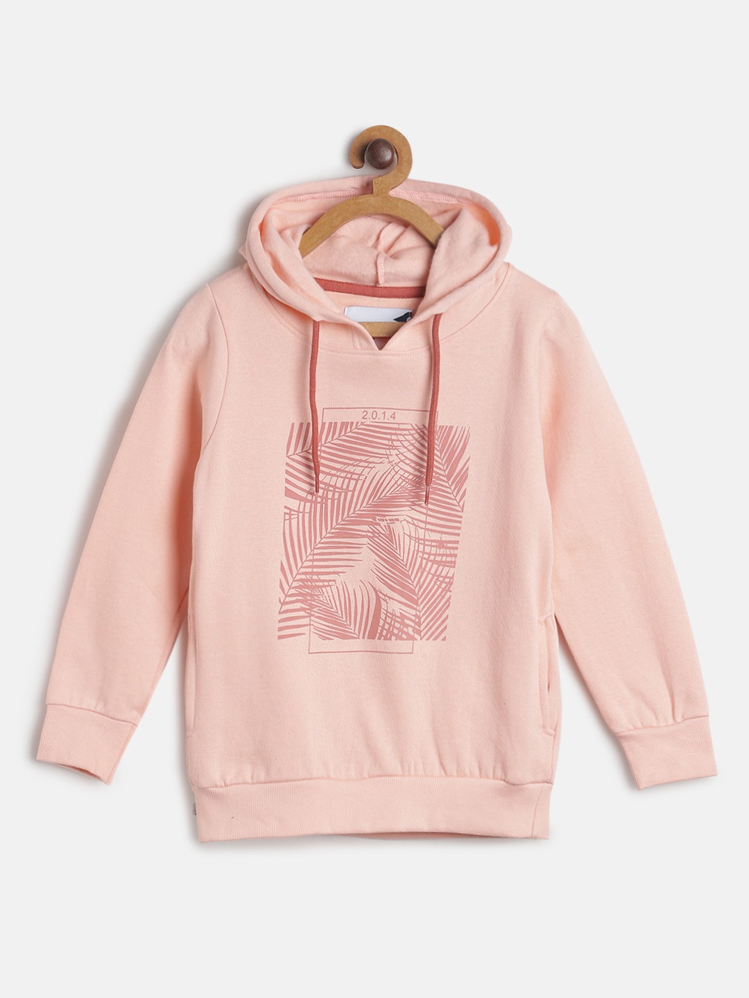 

TALES & STORIES Boys Peach-Coloured Printed Hooded Sweatshirt
