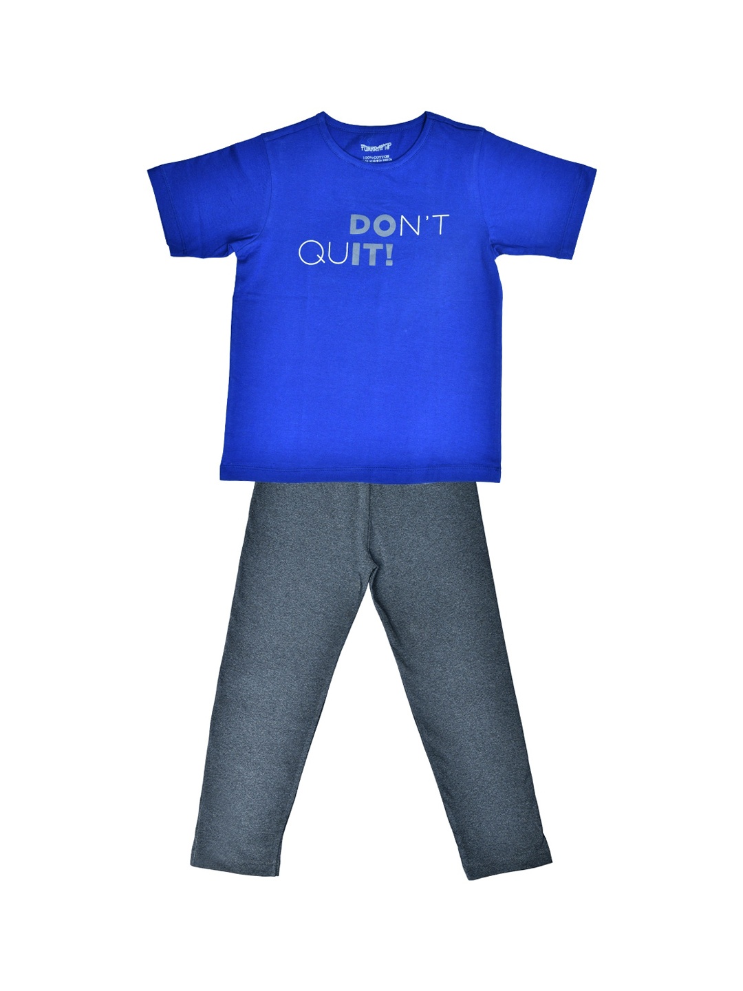

FUNKRAFTS Boys Blue & Charcoal Printed Cotton Night Suit